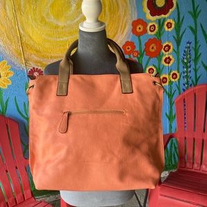 Orangish-pink tote bag